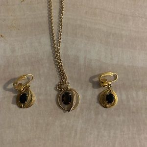 Gold plated necklace and earrings set